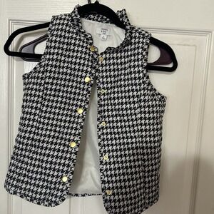 New Crown And Ivy Kids Vest Houndstooth Snap Quilted Black & White Size 6x